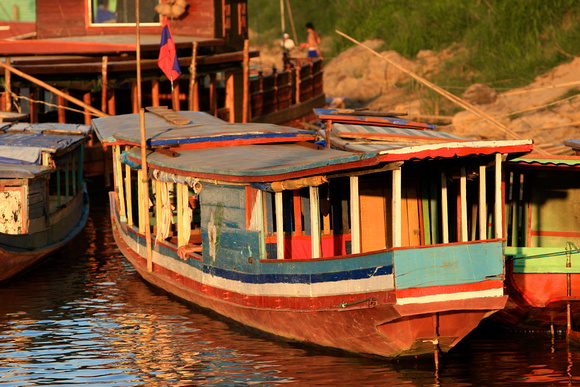 Laos - Boat at Sunset
